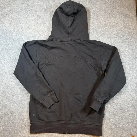 Lululemon Hoodie Womens 6 Black Full Zip High Neck Fleece Pockets Graphic Sleeve - Picture 7 of 11